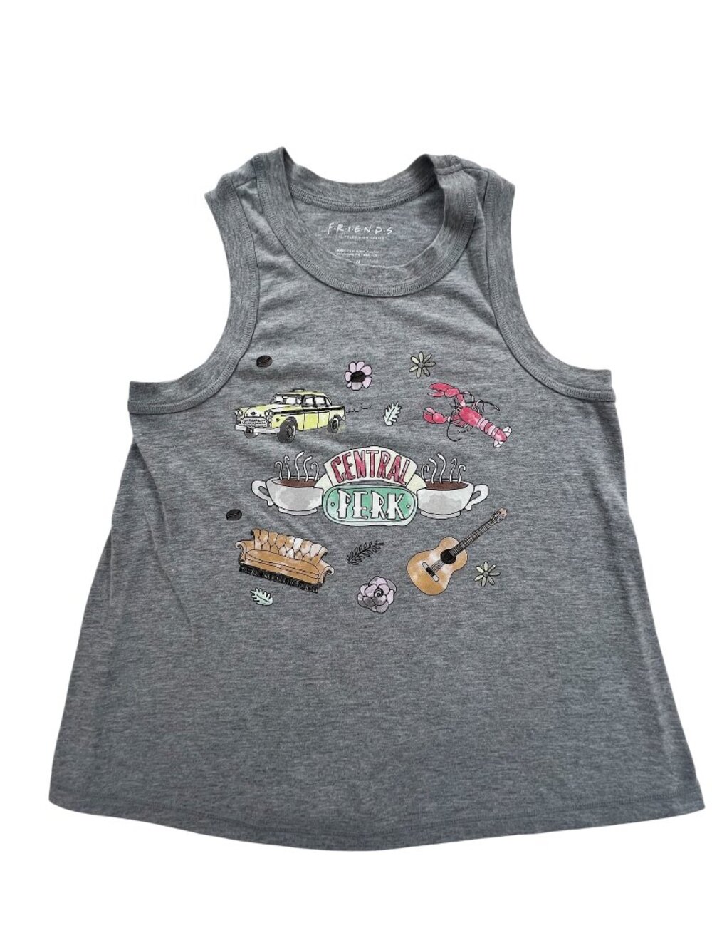 Friends TV Series Central Perk Graphic Tank Top Gray Size M — Cute, Casual